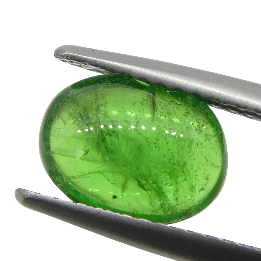 2.35ct Oval Cabochon Green Tsavorite Garnet from Kenya, Unheated - Skyjems Wholesale Gemstones