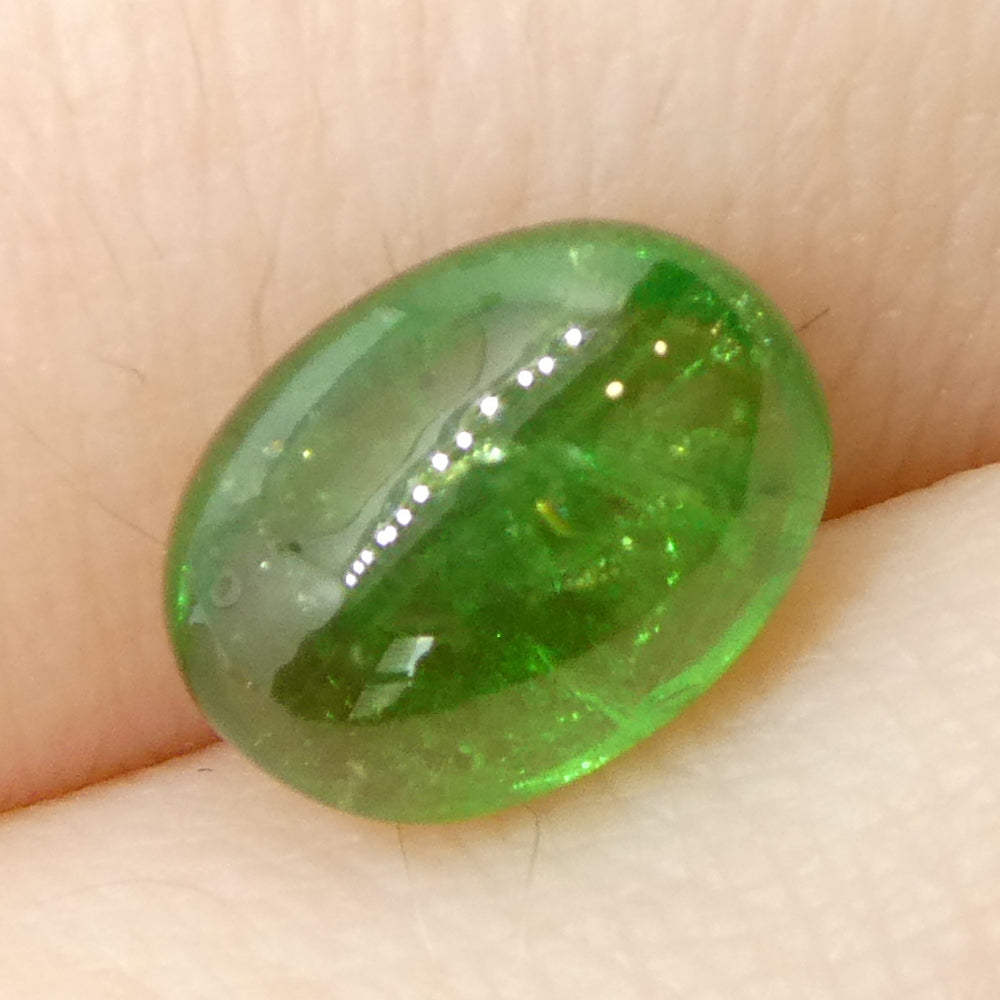 2.35ct Oval Cabochon Green Tsavorite Garnet from Kenya, Unheated - Skyjems Wholesale Gemstones