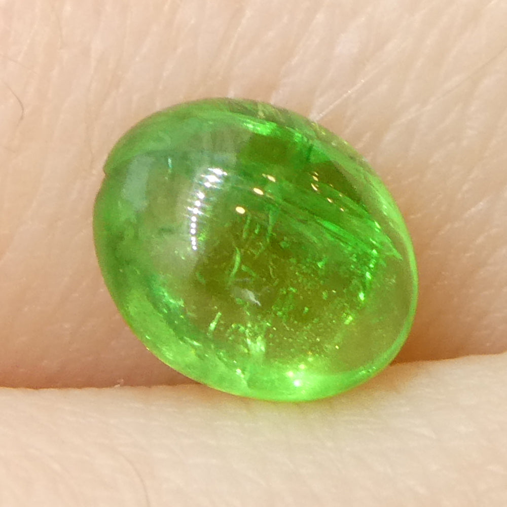 1.23ct Oval Cabochon Green Tsavorite Garnet from Kenya, Unheated - Skyjems Wholesale Gemstones