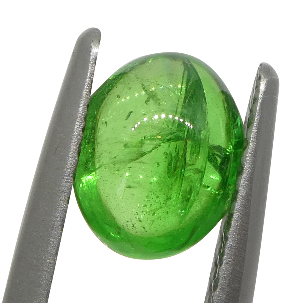 1.23ct Oval Cabochon Green Tsavorite Garnet from Kenya, Unheated - Skyjems Wholesale Gemstones