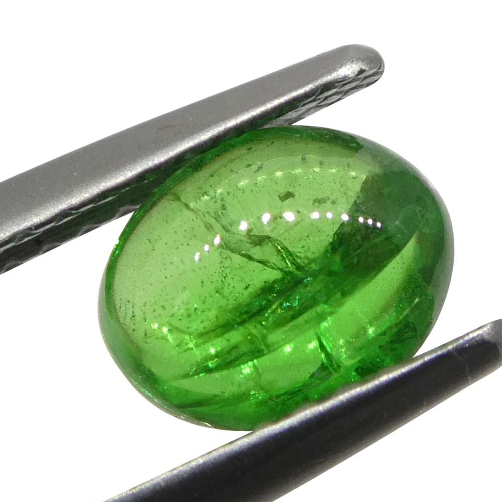 1.23ct Oval Cabochon Green Tsavorite Garnet from Kenya, Unheated - Skyjems Wholesale Gemstones