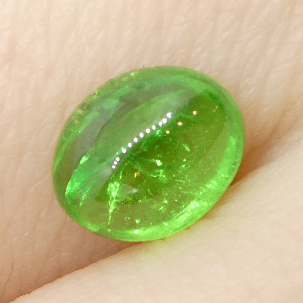 1.23ct Oval Cabochon Green Tsavorite Garnet from Kenya, Unheated - Skyjems Wholesale Gemstones