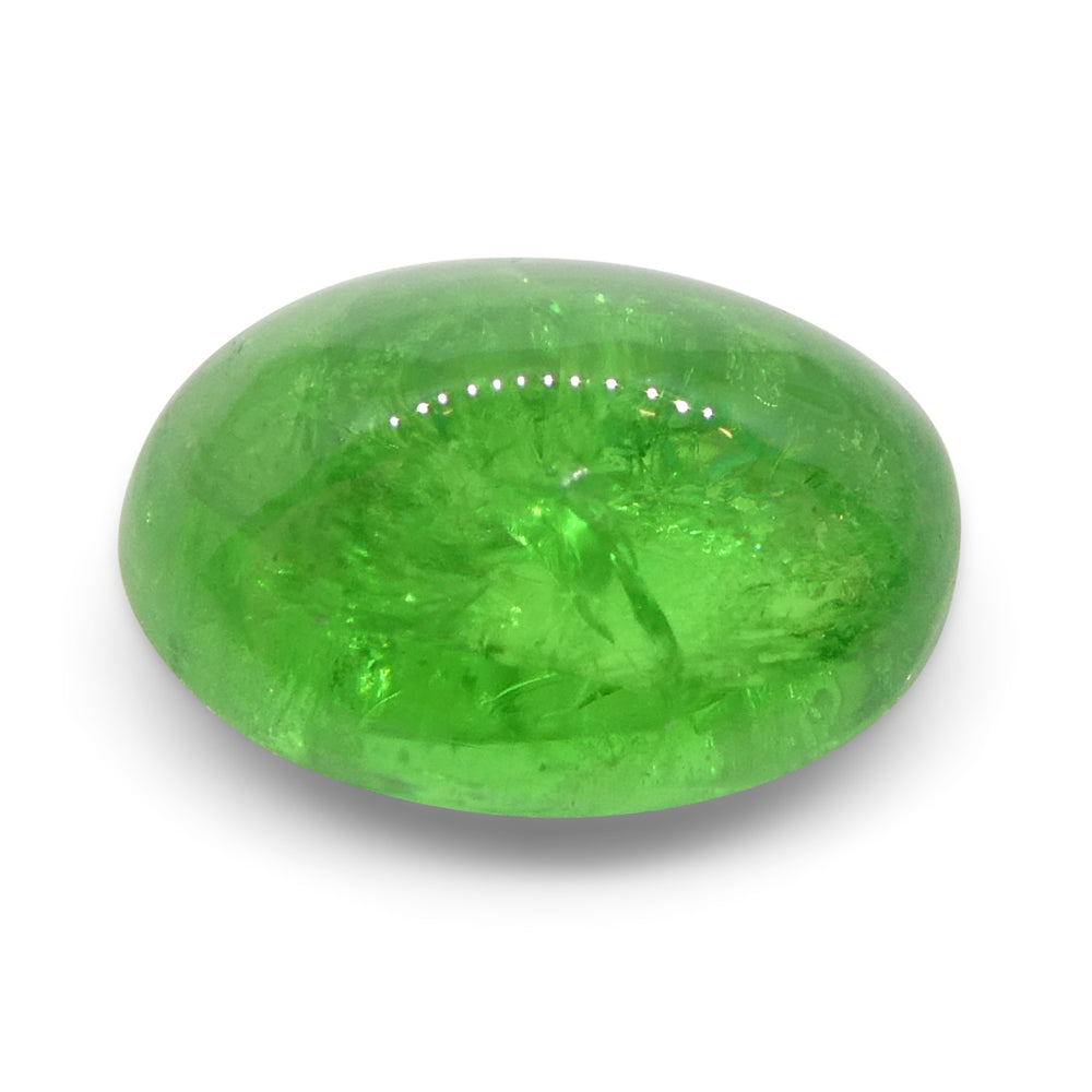 SkyJems 3.08ct Green Tsavorite Garnet Cabochon from Kenya - Unheated Natural Oval Gemstone