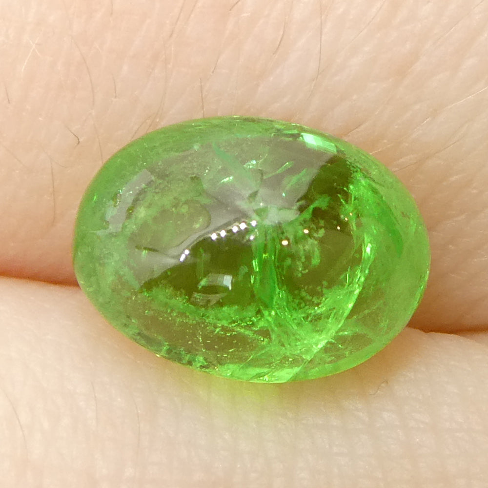 3.08ct Oval Cabochon Green Tsavorite Garnet from Kenya, Unheated - Skyjems Wholesale Gemstones