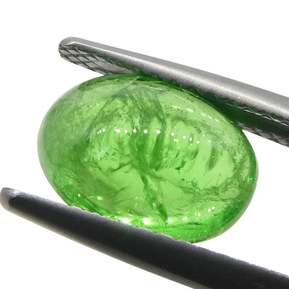 3.08ct Oval Cabochon Green Tsavorite Garnet from Kenya, Unheated - Skyjems Wholesale Gemstones