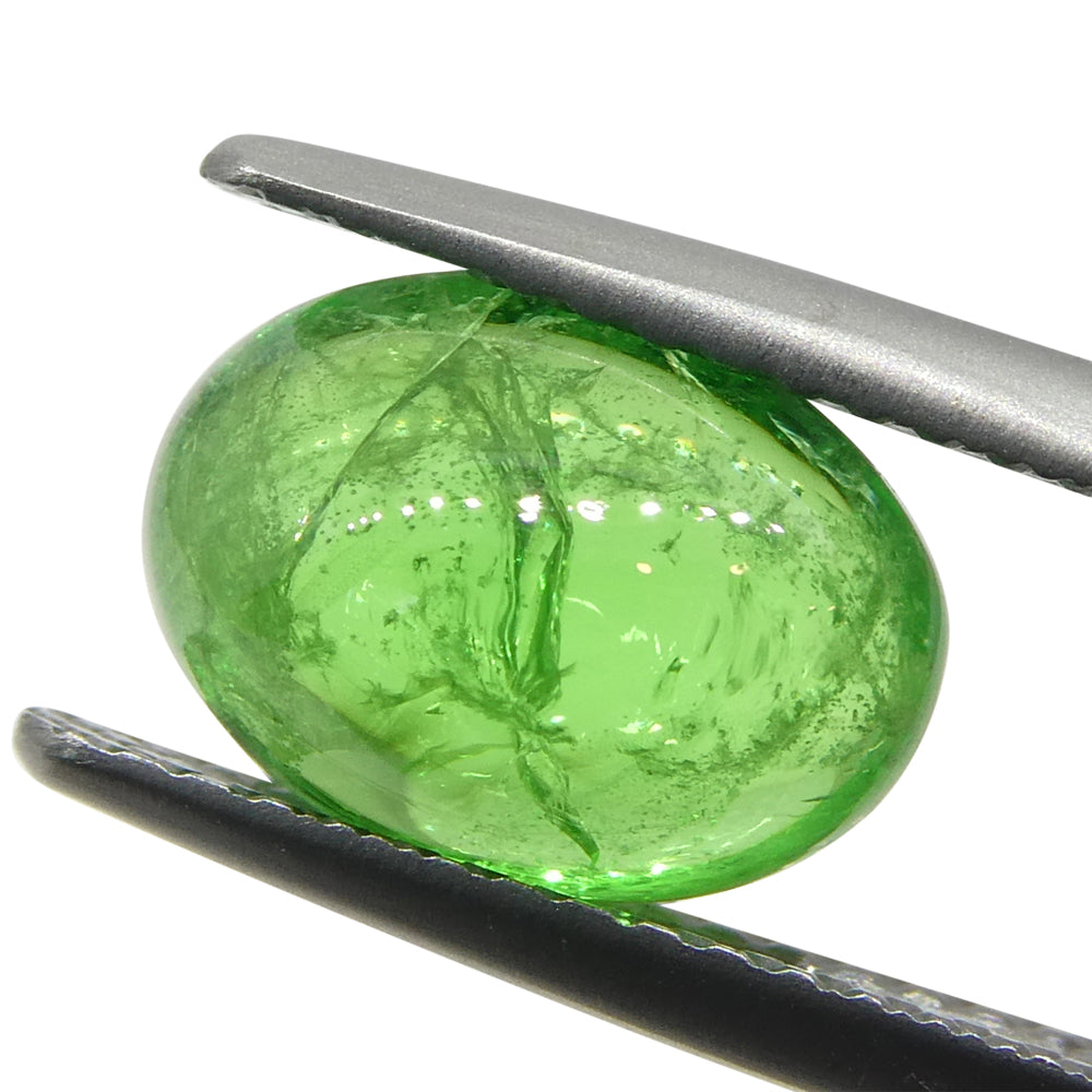 3.08ct Oval Cabochon Green Tsavorite Garnet from Kenya, Unheated - Skyjems Wholesale Gemstones