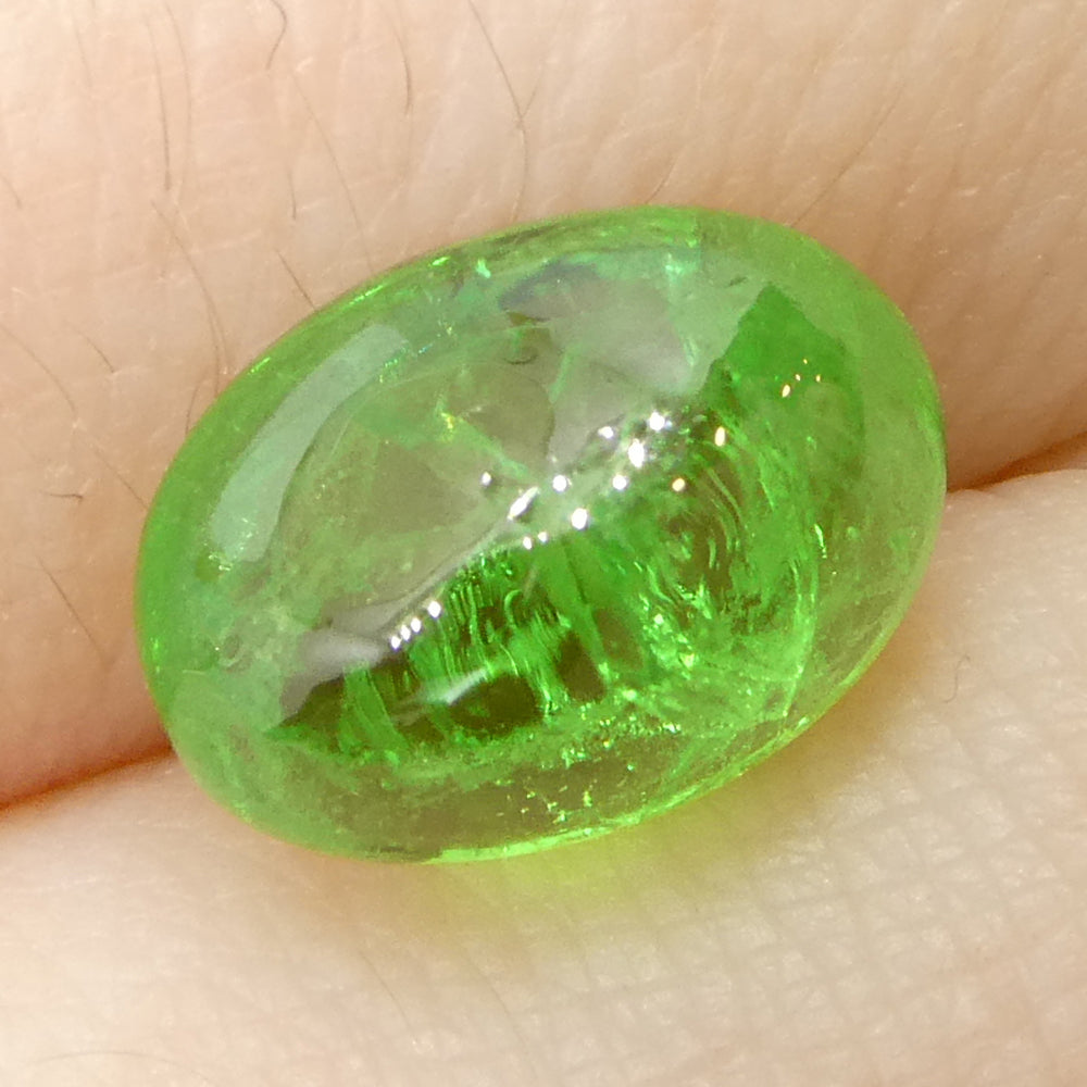 3.08ct Oval Cabochon Green Tsavorite Garnet from Kenya, Unheated - Skyjems Wholesale Gemstones