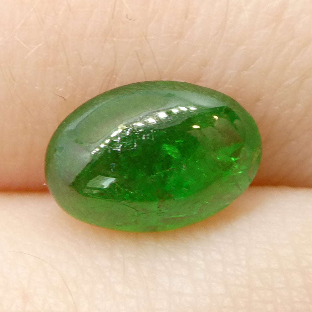 1.6ct Oval Cabochon Green Tsavorite Garnet from Kenya, Unheated - Skyjems Wholesale Gemstones