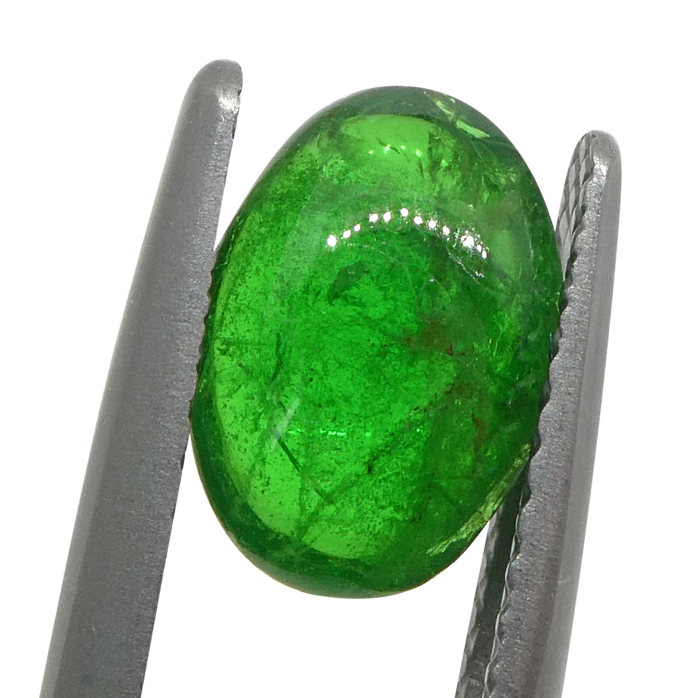 1.6ct Oval Cabochon Green Tsavorite Garnet from Kenya, Unheated - Skyjems Wholesale Gemstones