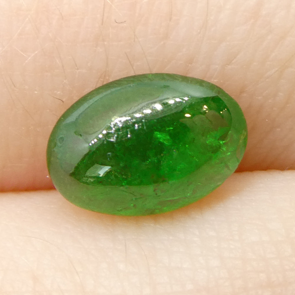 1.6ct Oval Cabochon Green Tsavorite Garnet from Kenya, Unheated - Skyjems Wholesale Gemstones