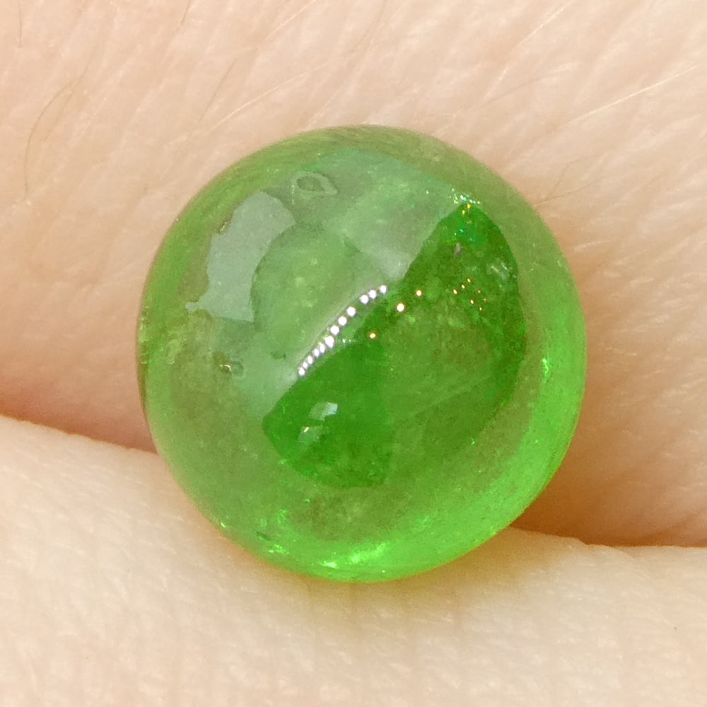 2.75ct Round Cabochon Green Tsavorite Garnet from Kenya, Unheated - Skyjems Wholesale Gemstones