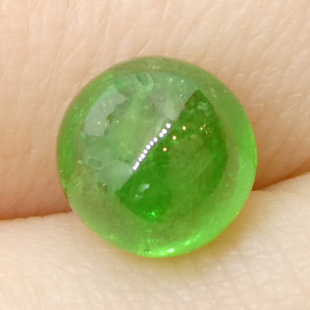 2.75ct Round Cabochon Green Tsavorite Garnet from Kenya, Unheated - Skyjems Wholesale Gemstones