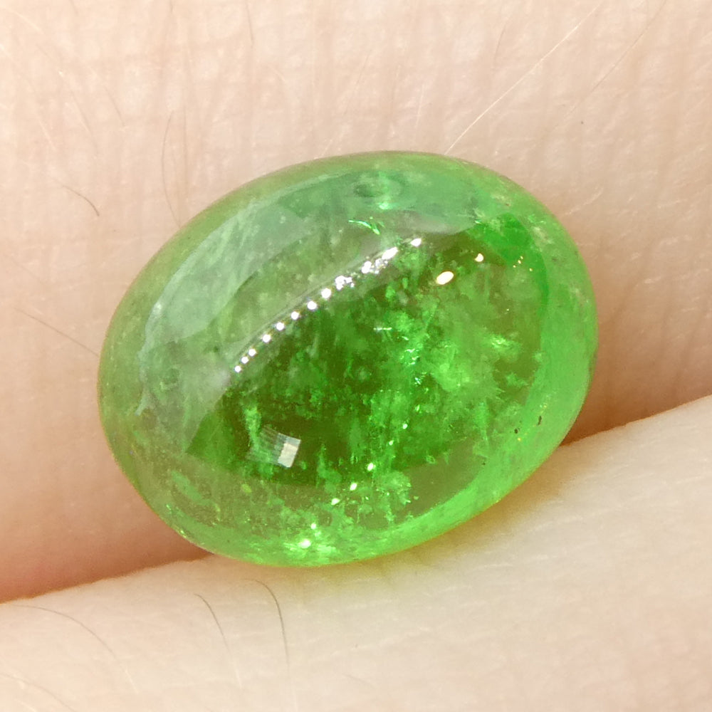 2.35ct Oval Cabochon Green Tsavorite Garnet from Kenya, Unheated - Skyjems Wholesale Gemstones