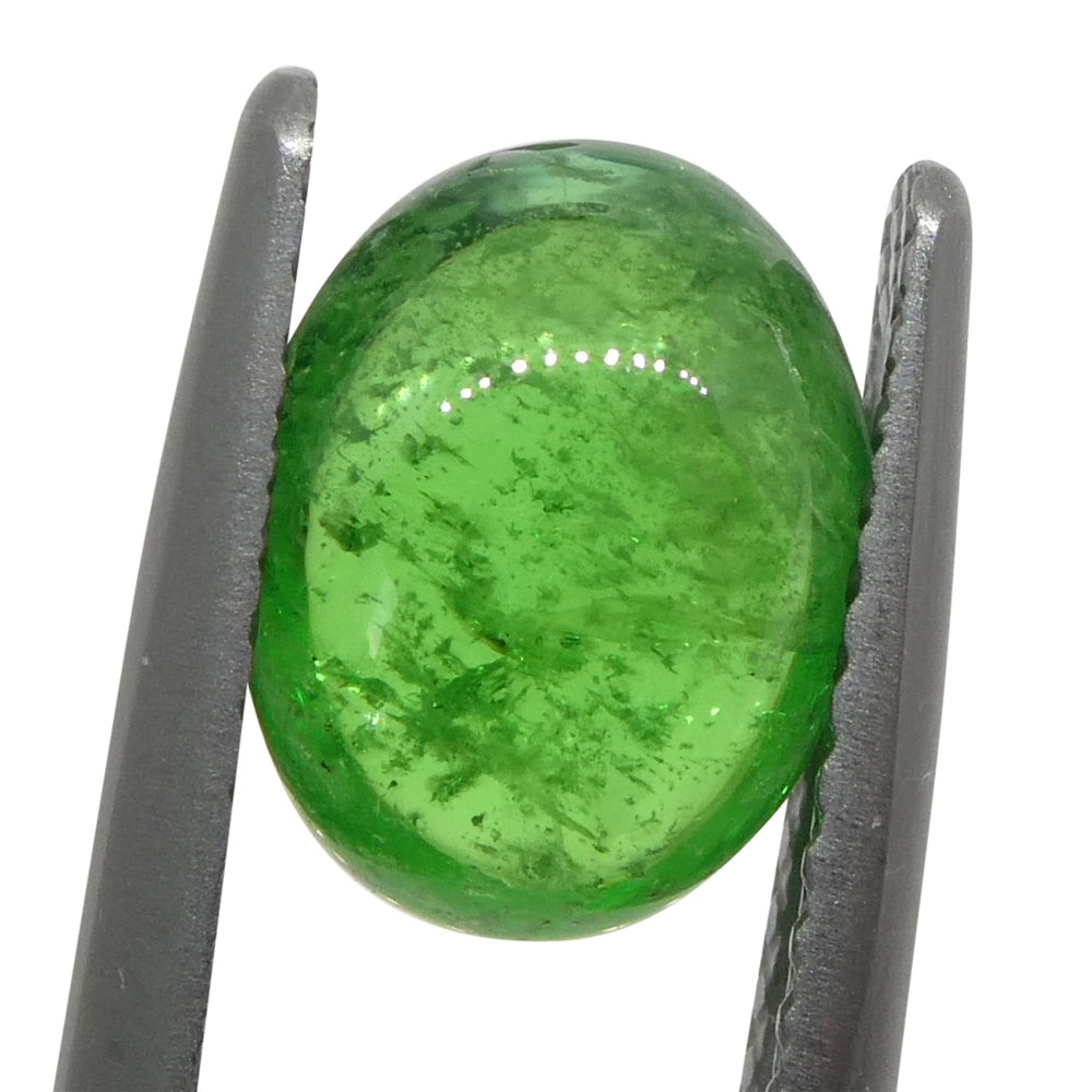 2.35ct Oval Cabochon Green Tsavorite Garnet from Kenya, Unheated - Skyjems Wholesale Gemstones