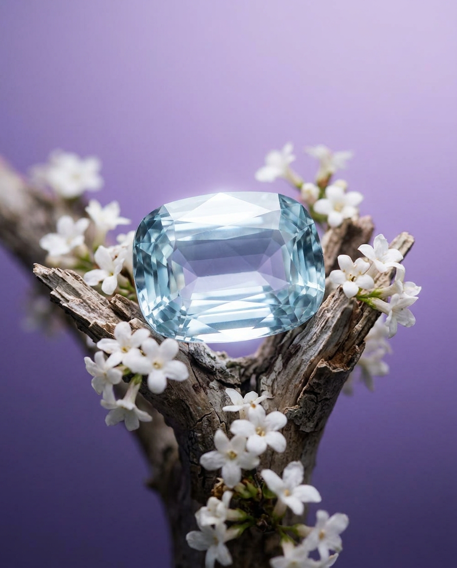 15.84ct Brazilian Greenish Blue Cushion Aquamarine, GIA Certified Natural Beryl from SkyJems Gemstones