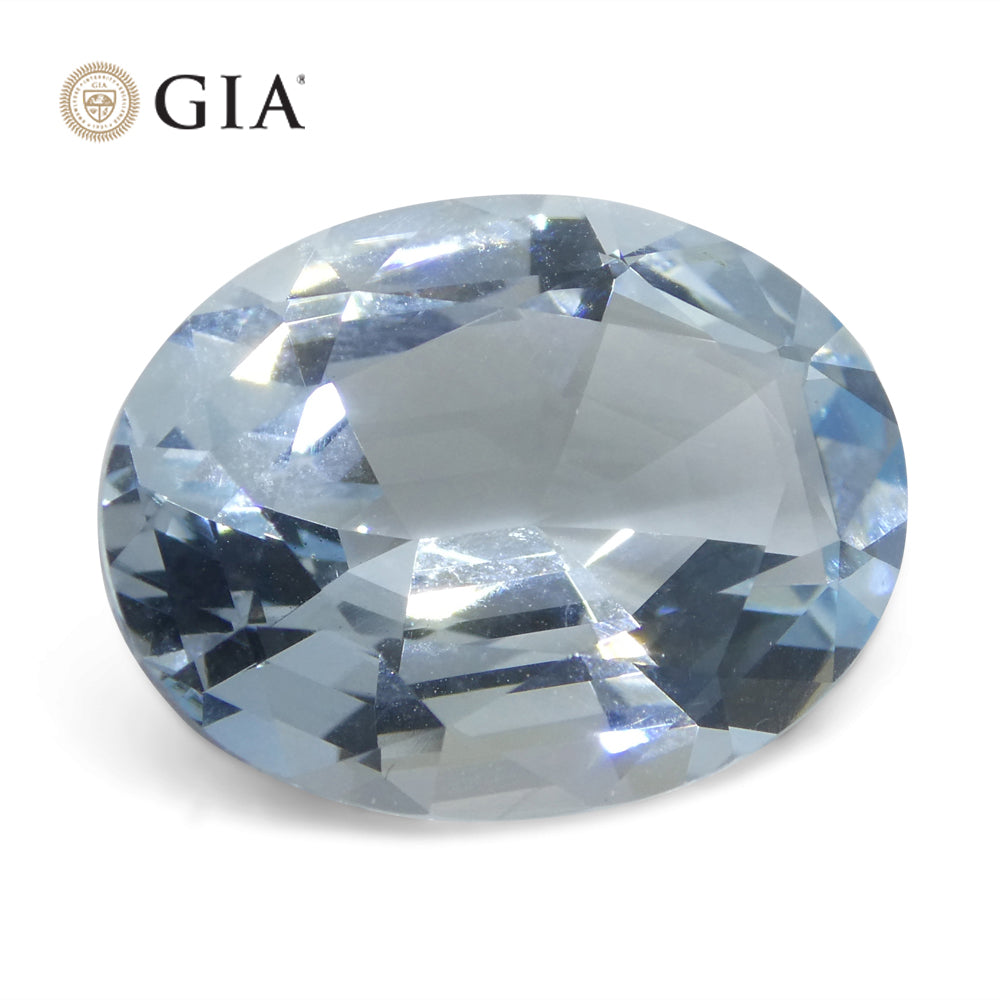 16.06ct Oval Blue Aquamarine GIA Certified Brazil Unheated - Skyjems Wholesale Gemstones