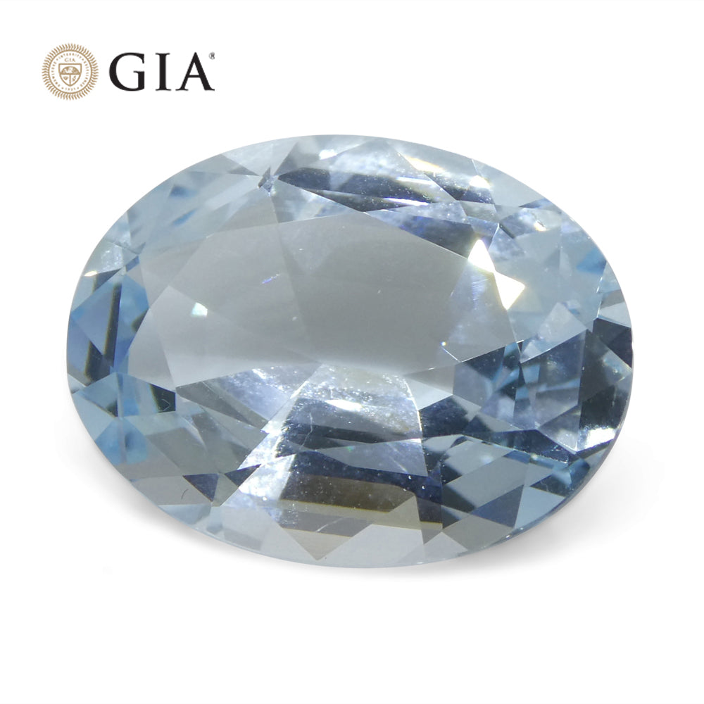 16.06ct Oval Blue Aquamarine GIA Certified Brazil Unheated - Skyjems Wholesale Gemstones