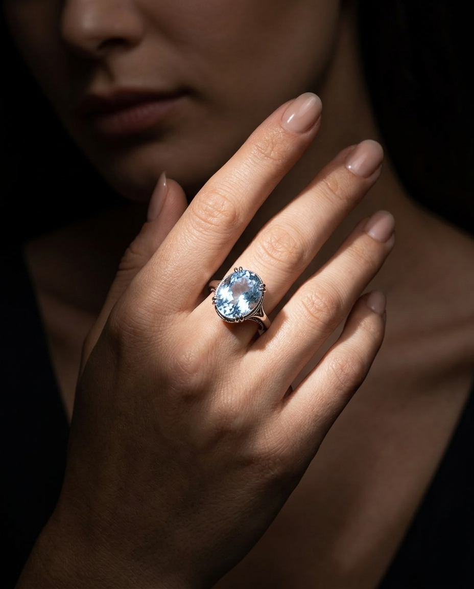 16.06ct Oval Blue Aquamarine GIA Certified Brazil Unheated