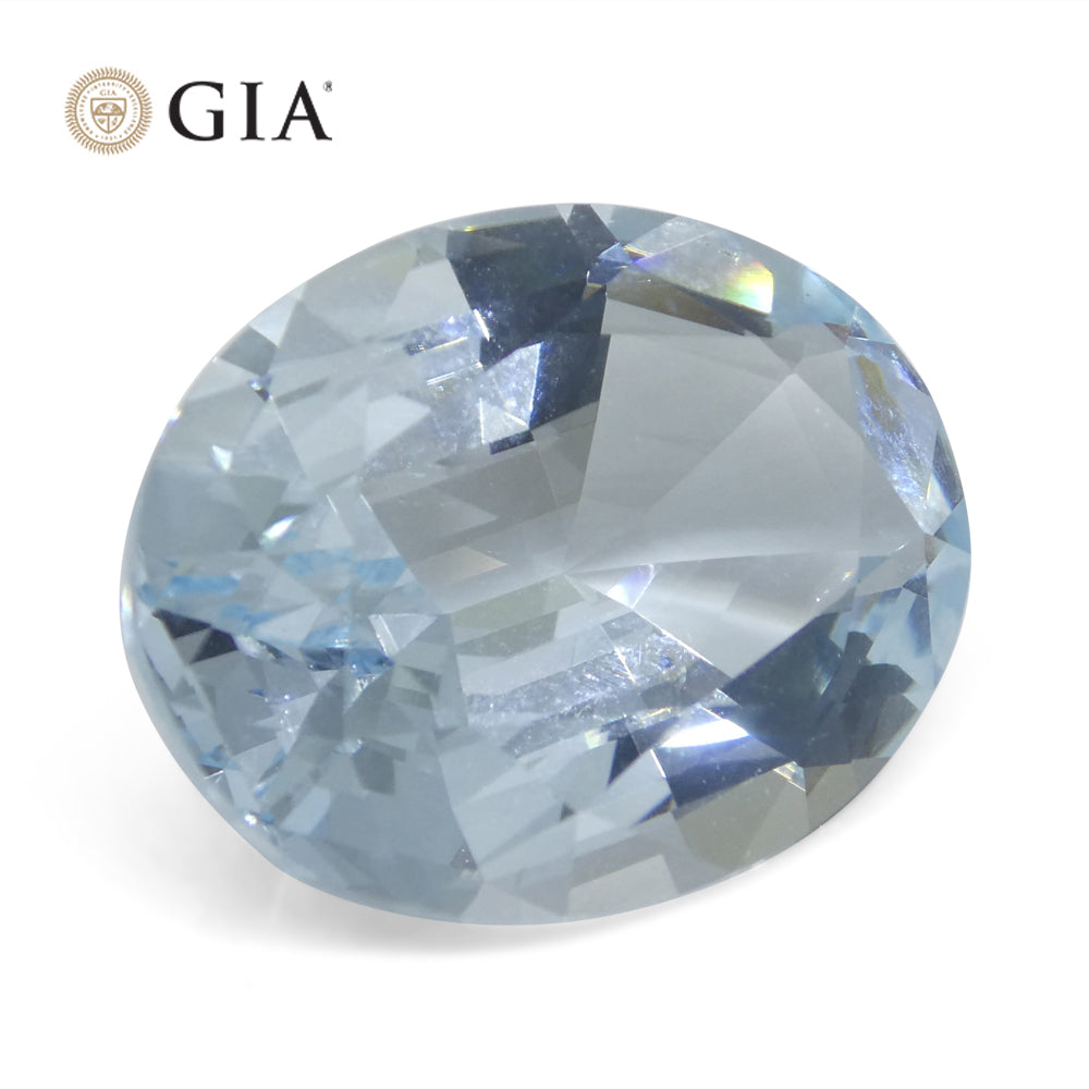 16.06ct Oval Blue Aquamarine GIA Certified Brazil Unheated - Skyjems Wholesale Gemstones