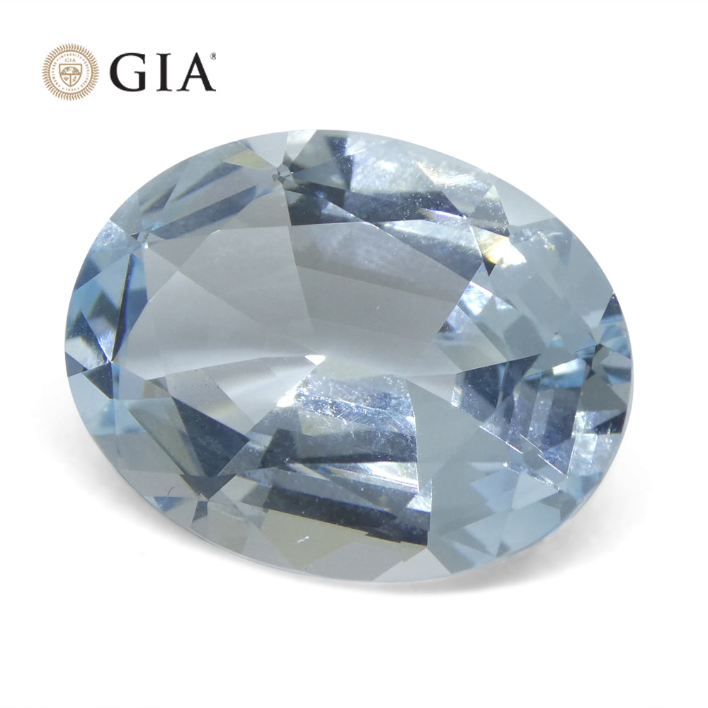 16.06ct Oval Blue Aquamarine GIA Certified Brazil Unheated - Skyjems Wholesale Gemstones