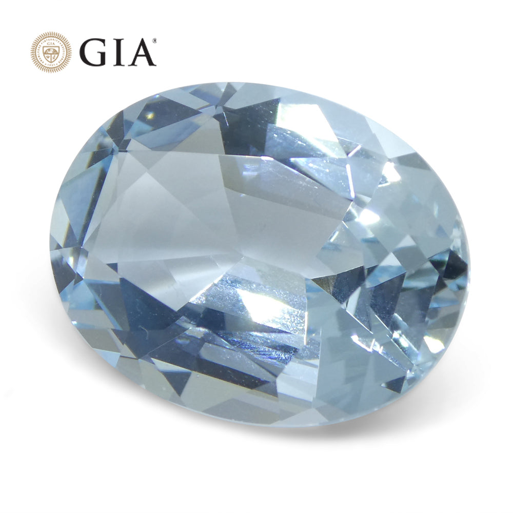 11.16ct Oval Blue Aquamarine GIA Certified Brazil Unheated - Skyjems Wholesale Gemstones