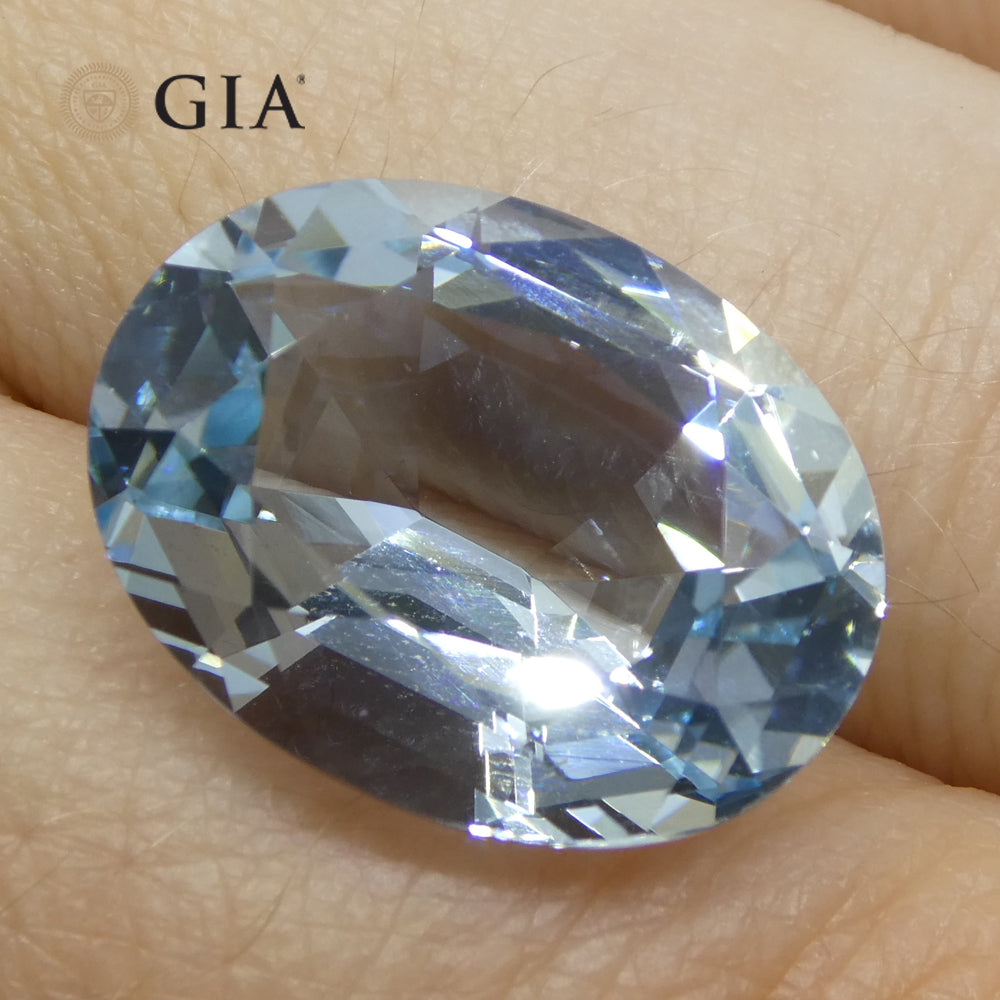 11.16ct Oval Blue Aquamarine GIA Certified Brazil Unheated - Skyjems Wholesale Gemstones