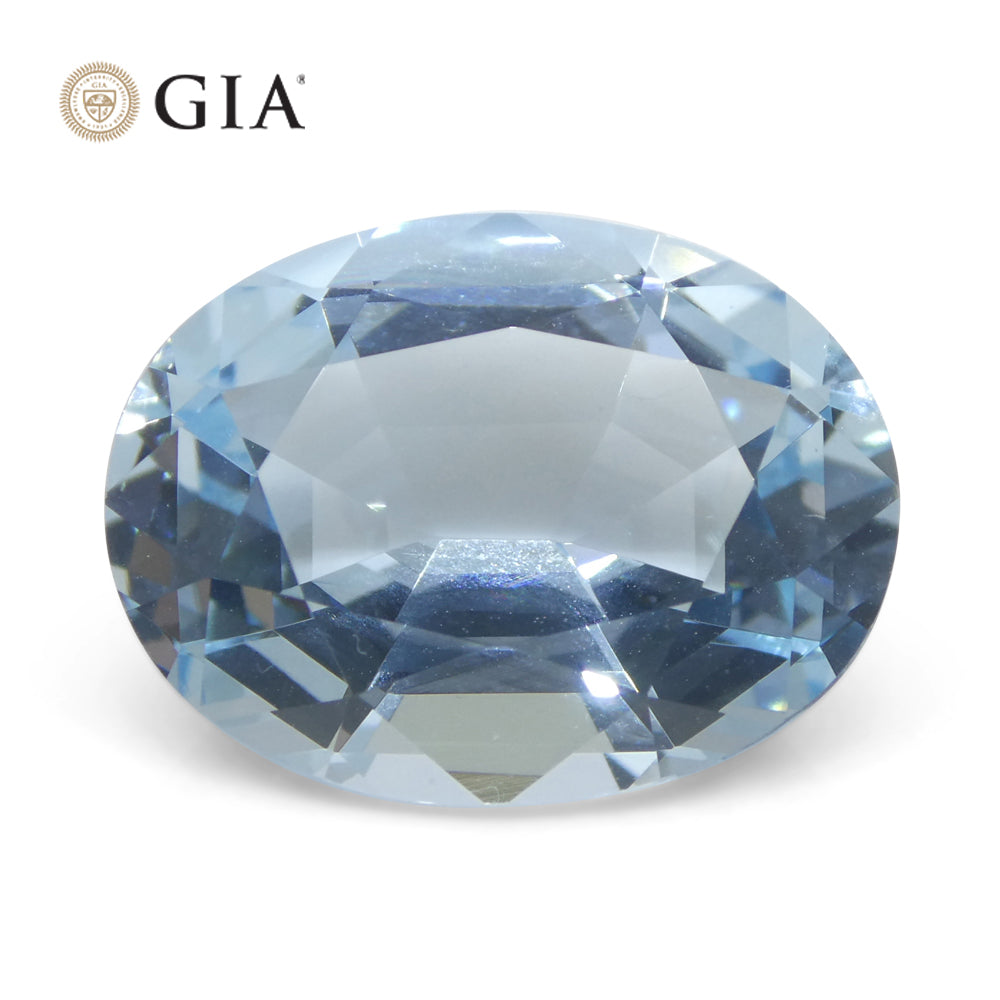 11.16ct Oval Blue Aquamarine GIA Certified Brazil Unheated - Skyjems Wholesale Gemstones