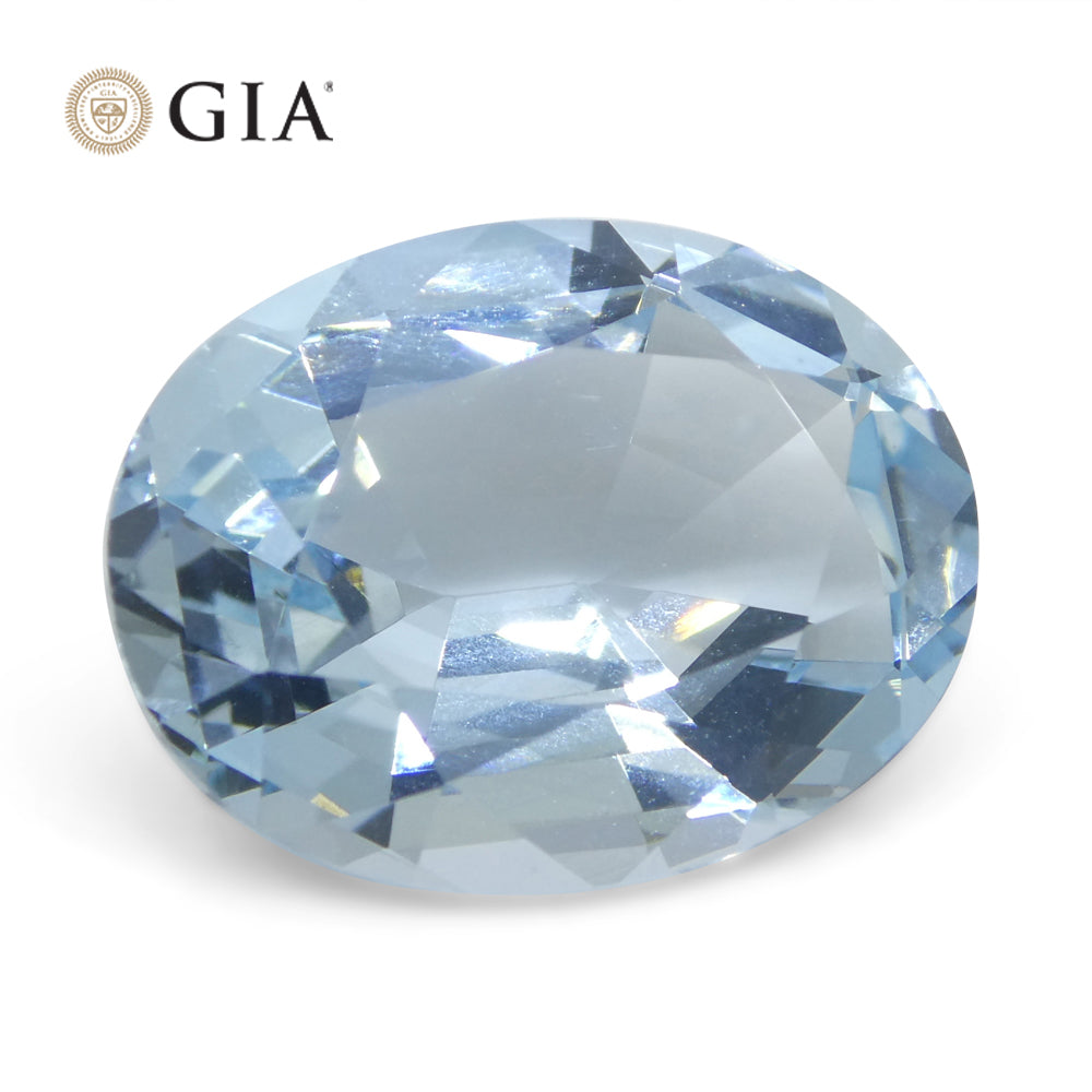 11.16ct Oval Blue Aquamarine GIA Certified Brazil Unheated - Skyjems Wholesale Gemstones