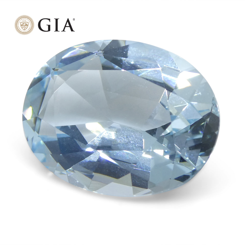 11.16ct Oval Blue Aquamarine GIA Certified Brazil Unheated - Skyjems Wholesale Gemstones