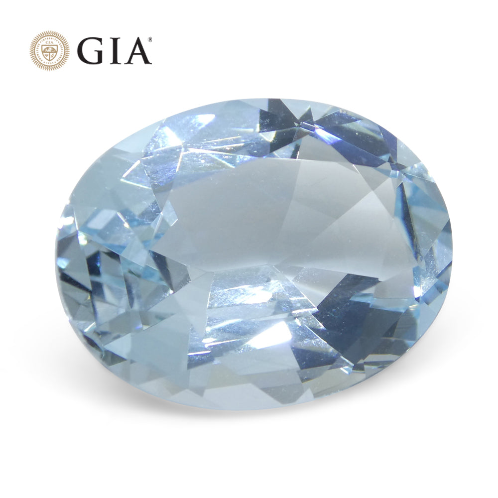 11.16ct Oval Blue Aquamarine GIA Certified Brazil Unheated - Skyjems Wholesale Gemstones