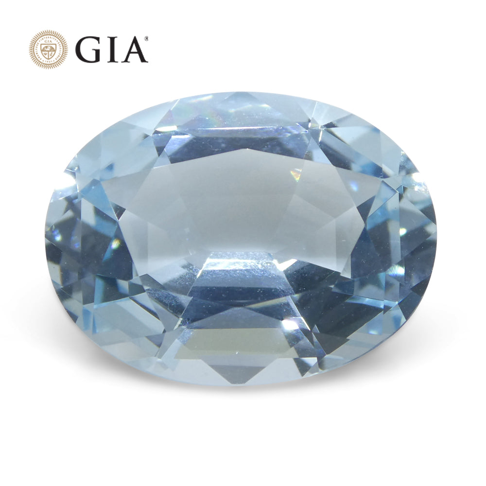 11.16ct Oval Blue Aquamarine GIA Certified Brazil Unheated - Skyjems Wholesale Gemstones