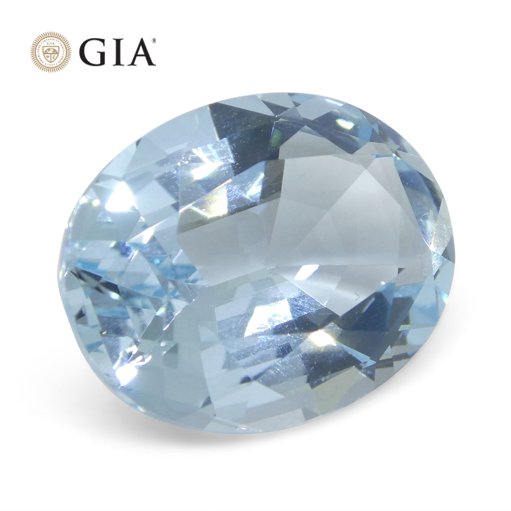 11.16ct Oval Blue Aquamarine GIA Certified Brazil Unheated - Skyjems Wholesale Gemstones