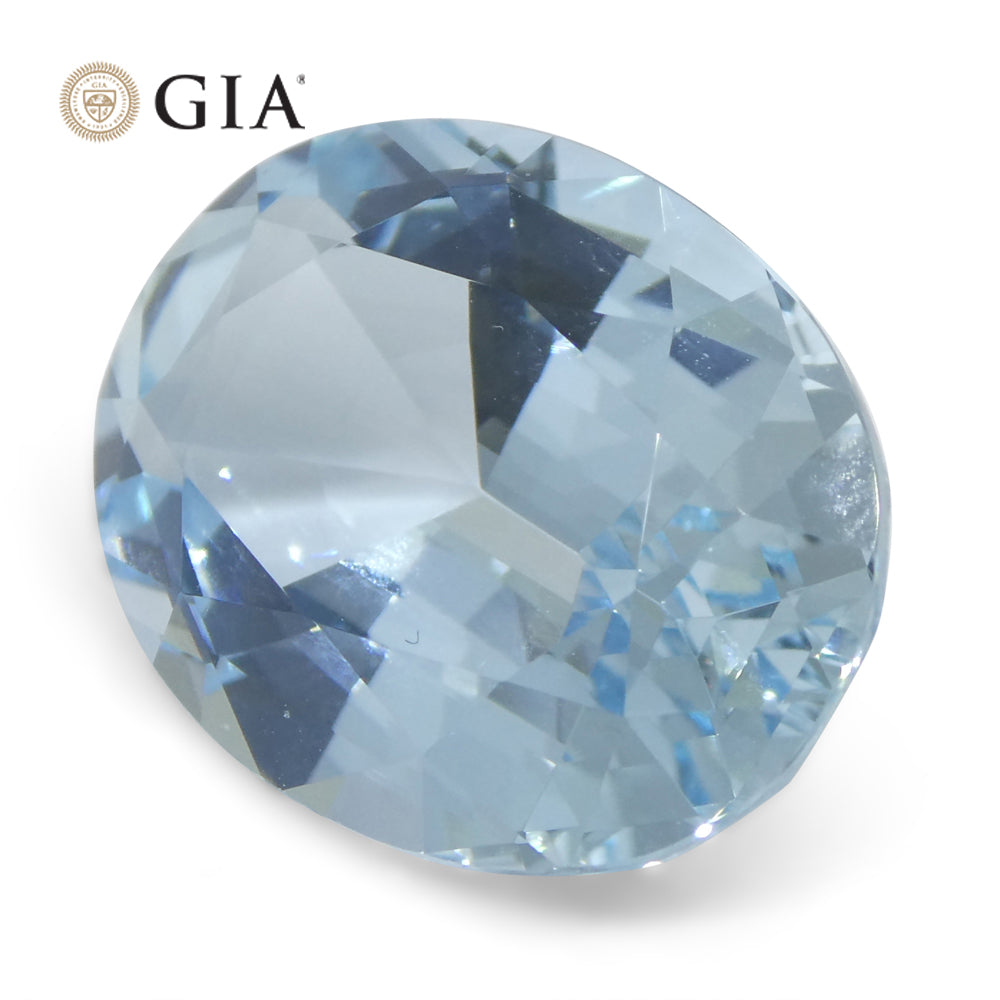 11.16ct Oval Blue Aquamarine GIA Certified Brazil Unheated - Skyjems Wholesale Gemstones