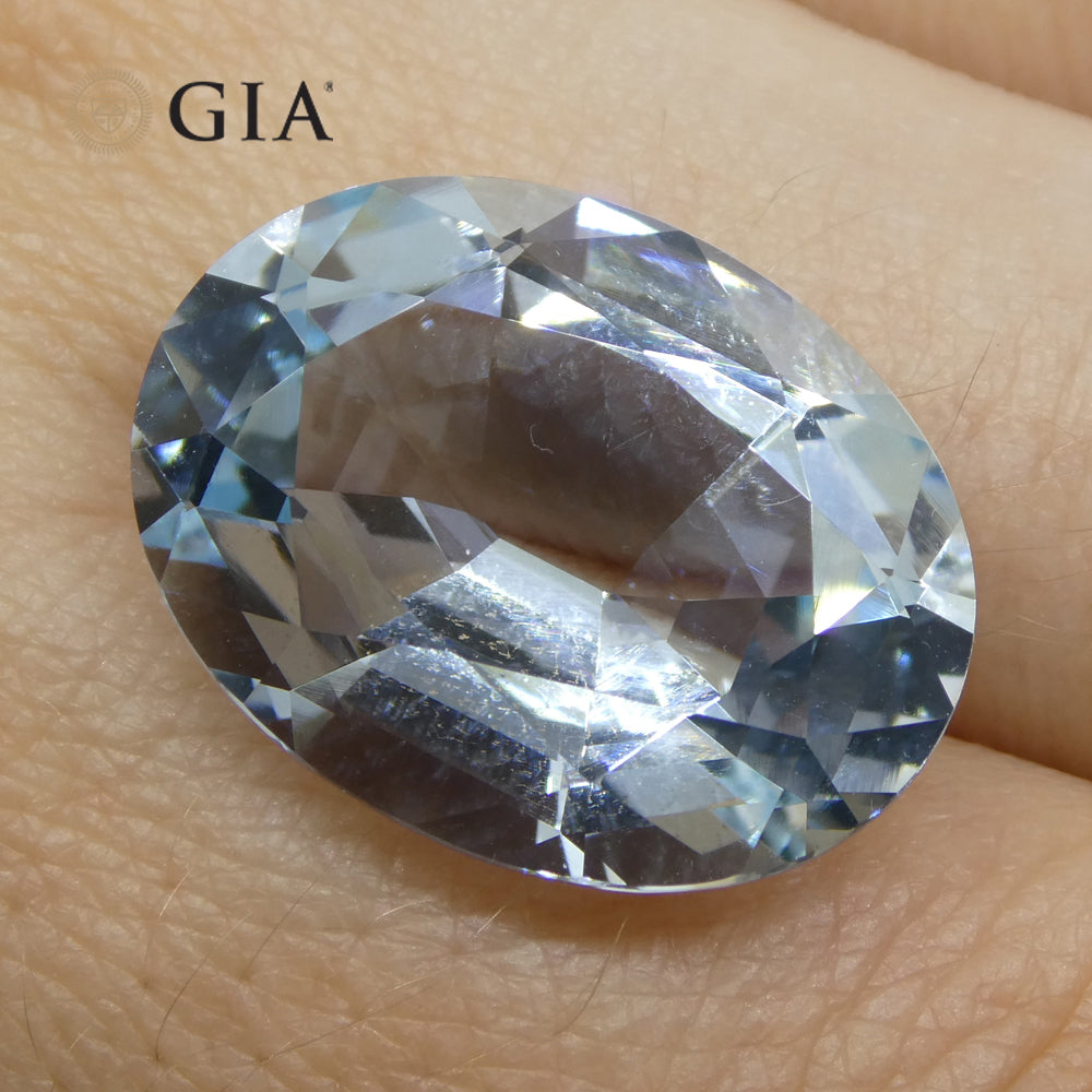 16.06ct Oval Blue Aquamarine GIA Certified Brazil Unheated - Skyjems Wholesale Gemstones