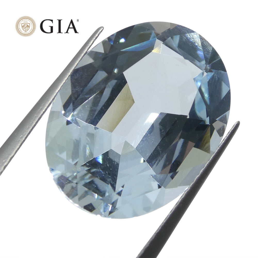 16.06ct Oval Blue Aquamarine GIA Certified Brazil Unheated - Skyjems Wholesale Gemstones