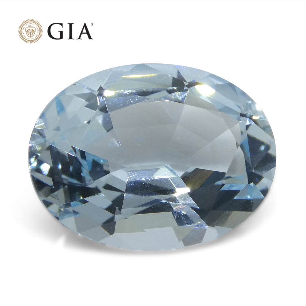 16.06ct Oval Blue Aquamarine GIA Certified Brazil Unheated - Skyjems Wholesale Gemstones