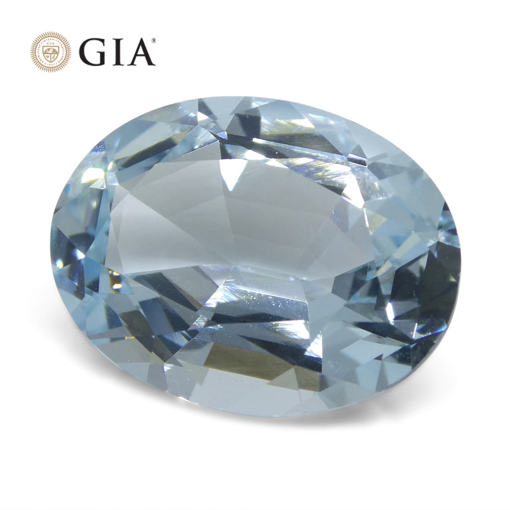 16.06ct Oval Blue Aquamarine GIA Certified Brazil Unheated - Skyjems Wholesale Gemstones