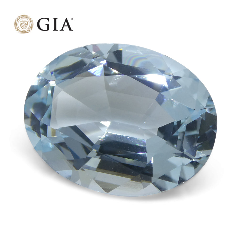 16.06ct Oval Blue Aquamarine GIA Certified Brazil Unheated - Skyjems Wholesale Gemstones