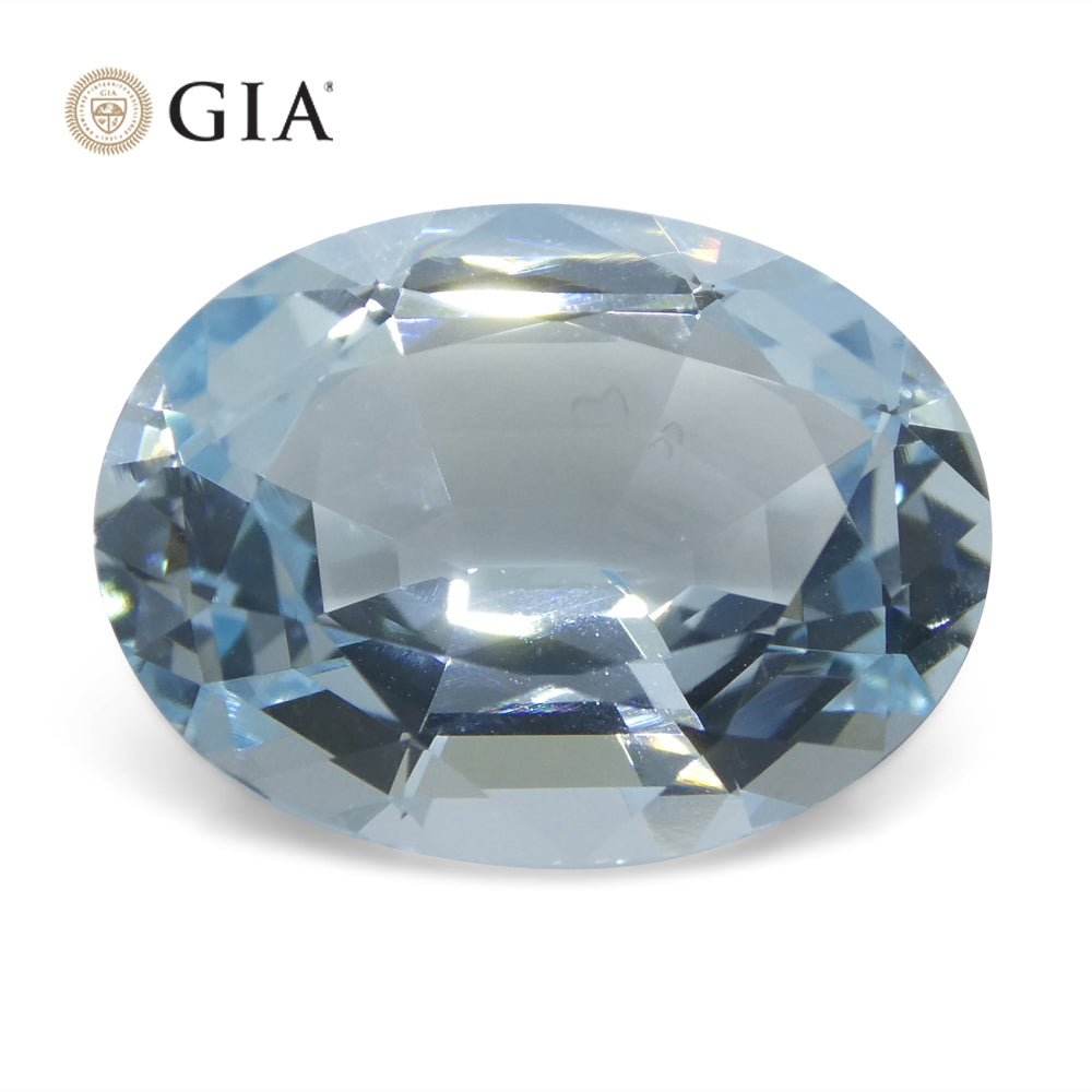 16.06ct Oval Blue Aquamarine GIA Certified Brazil Unheated - Skyjems Wholesale Gemstones