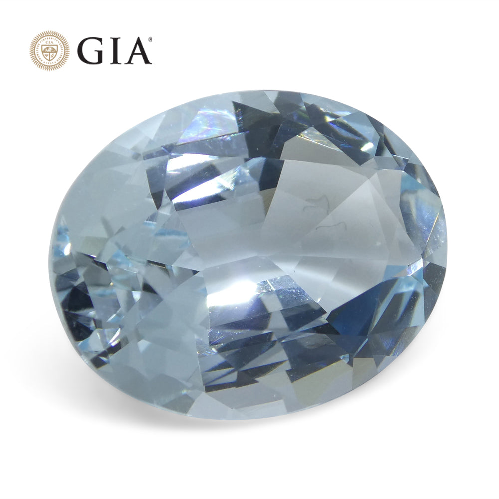 16.06ct Oval Blue Aquamarine GIA Certified Brazil Unheated - Skyjems Wholesale Gemstones