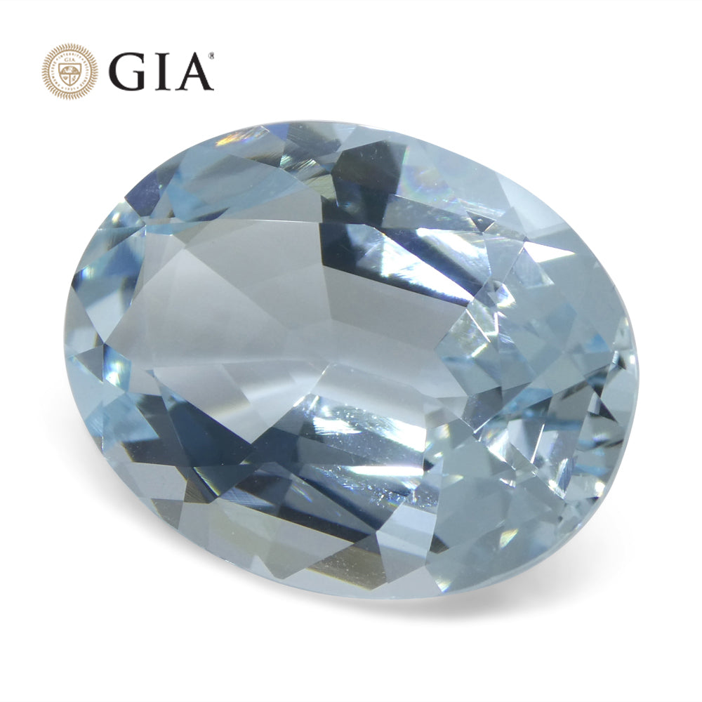 16.06ct Oval Blue Aquamarine GIA Certified Brazil Unheated - Skyjems Wholesale Gemstones