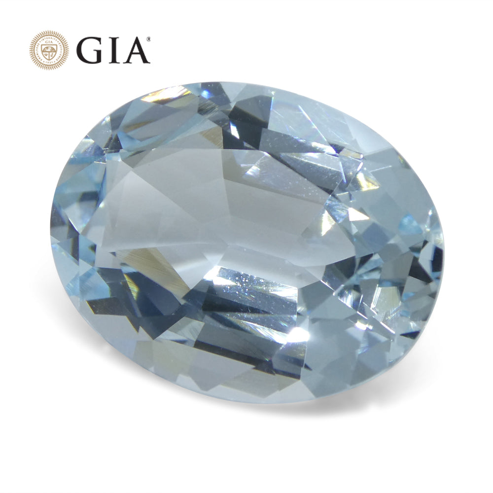 16.06ct Oval Blue Aquamarine GIA Certified Brazil Unheated - Skyjems Wholesale Gemstones