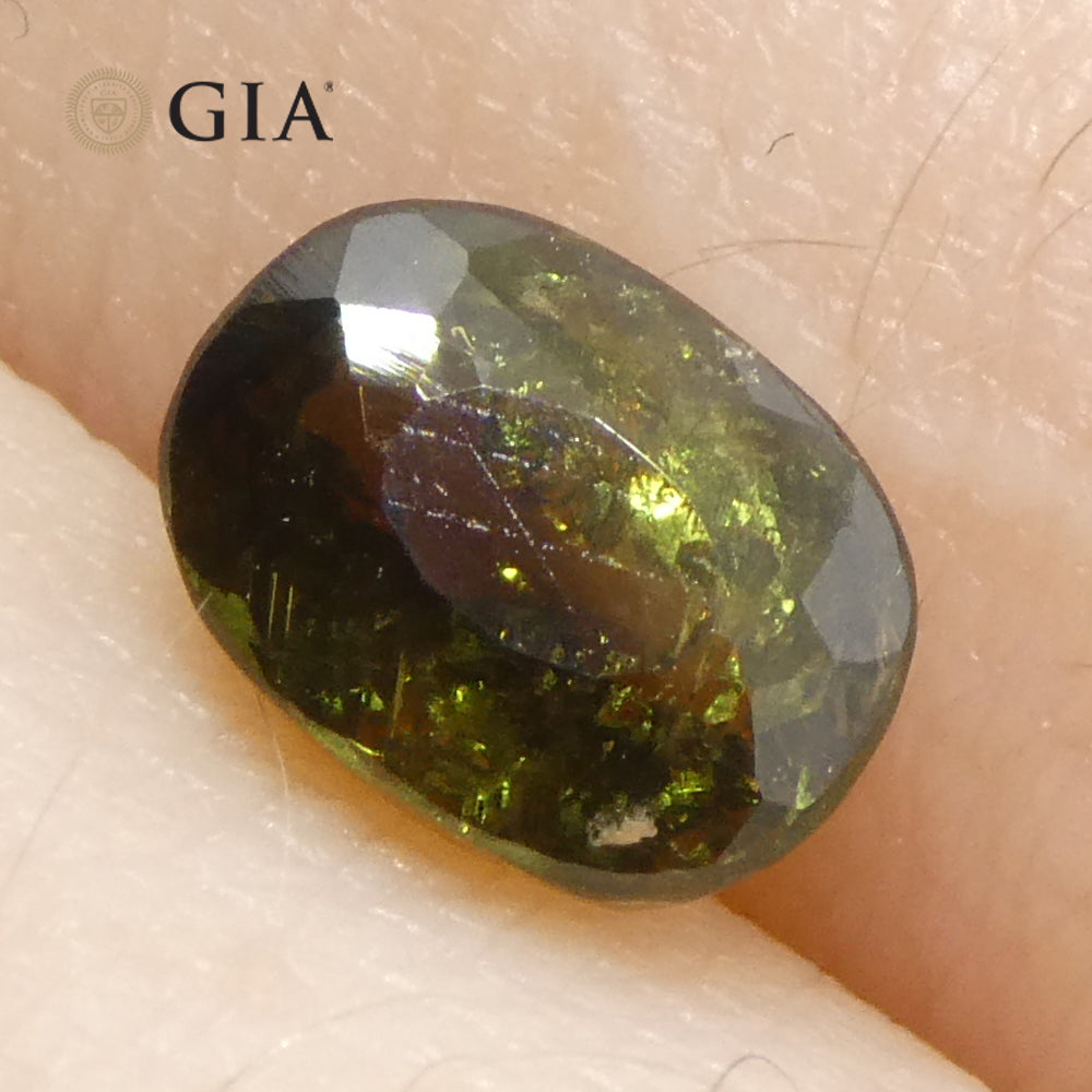 1.27ct Oval Yellowish Green to Yellowish Brown Alexandrite GIA Certified Sri Lanka Unheated - Skyjems Wholesale Gemstones