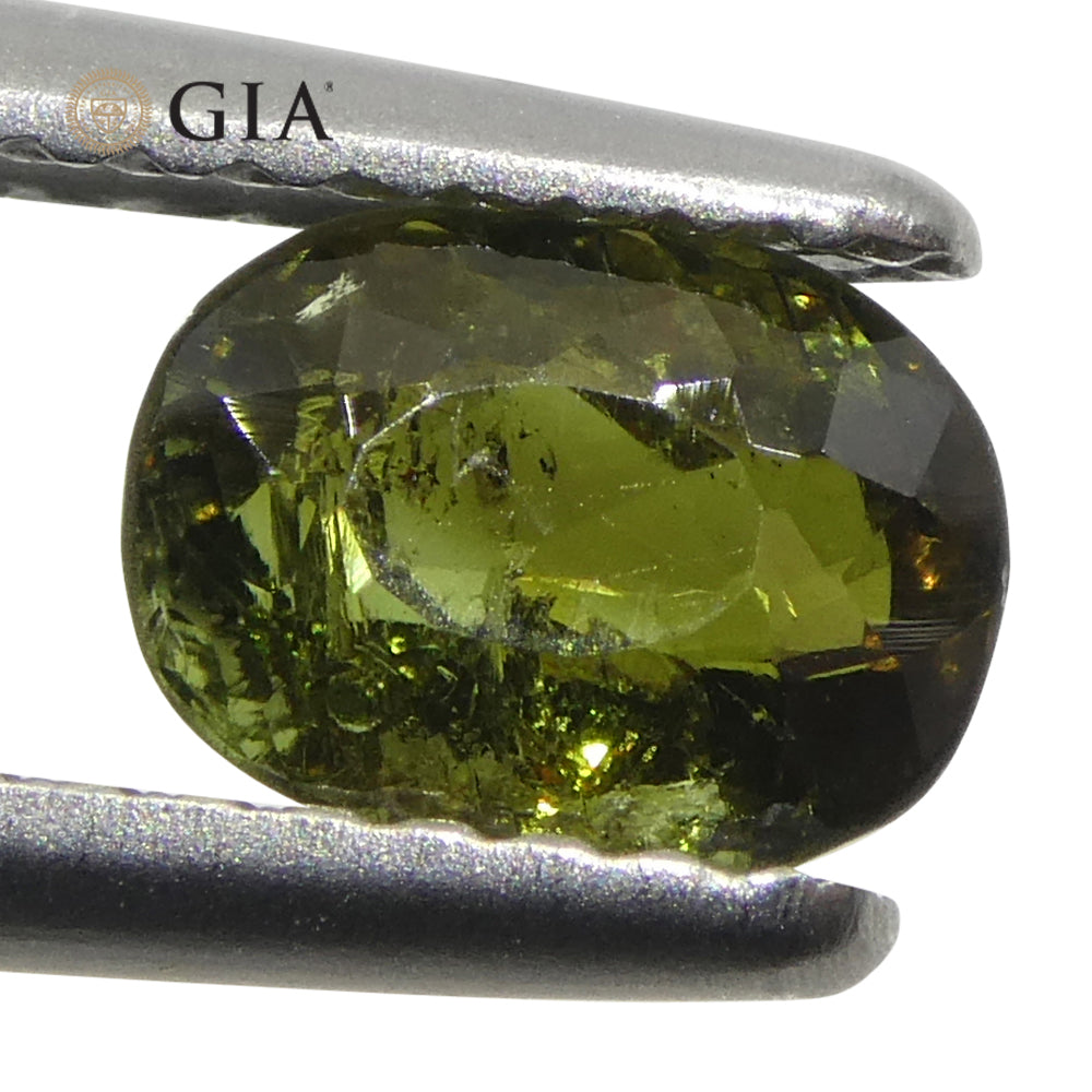 1.27ct Oval Yellowish Green to Yellowish Brown Alexandrite GIA Certified Sri Lanka Unheated - Skyjems Wholesale Gemstones