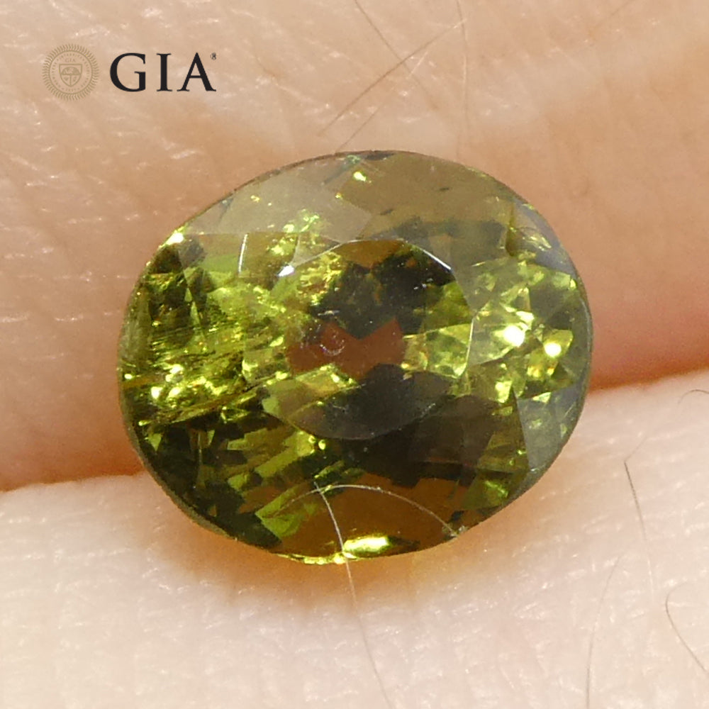 1.08ct Oval Yellowish Green to Yellowish Brown Alexandrite GIA Certified Sri Lanka Unheated - Skyjems Wholesale Gemstones