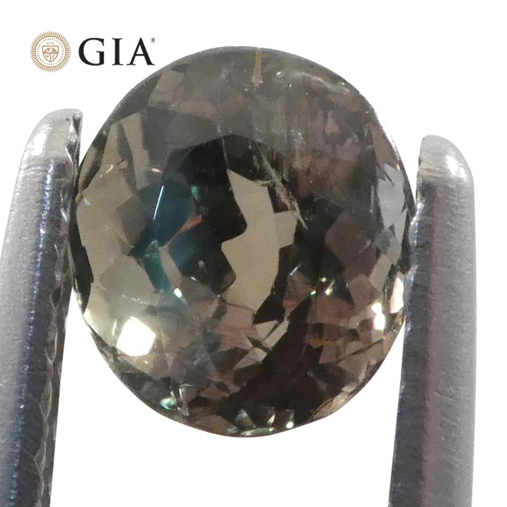 1.08ct Oval Yellowish Green to Yellowish Brown Alexandrite GIA Certified Sri Lanka Unheated - Skyjems Wholesale Gemstones