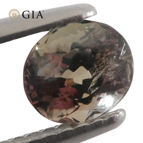 1.08ct Oval Yellowish Green to Yellowish Brown Alexandrite GIA Certified Sri Lanka Unheated