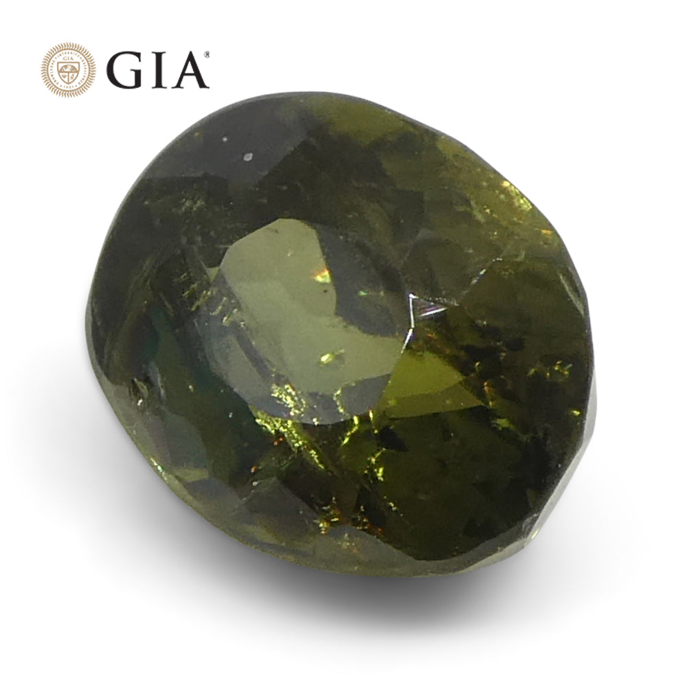 0.95ct Oval Yellowish Green to Yellow-Brown Alexandrite GIA Certified Sri Lanka Unheated - Skyjems Wholesale Gemstones