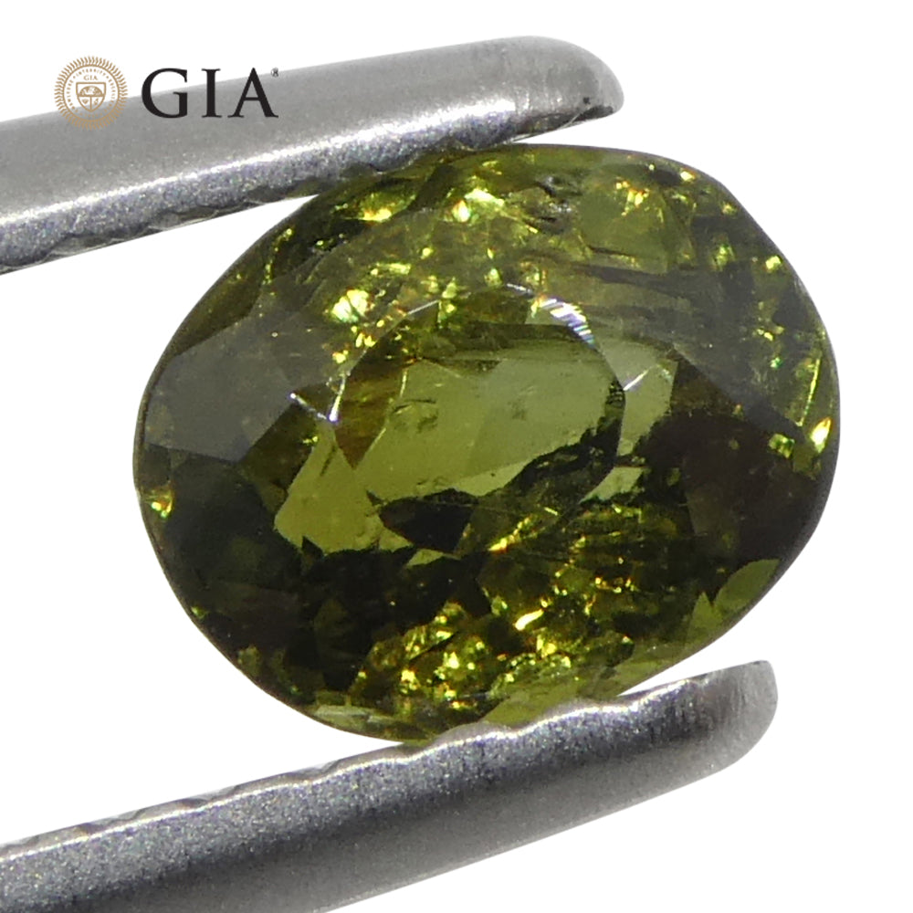 0.95ct Oval Yellowish Green to Yellow-Brown Alexandrite GIA Certified Sri Lanka Unheated - Skyjems Wholesale Gemstones