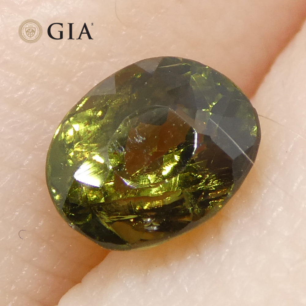 0.95ct Oval Yellowish Green to Yellow-Brown Alexandrite GIA Certified Sri Lanka Unheated - Skyjems Wholesale Gemstones